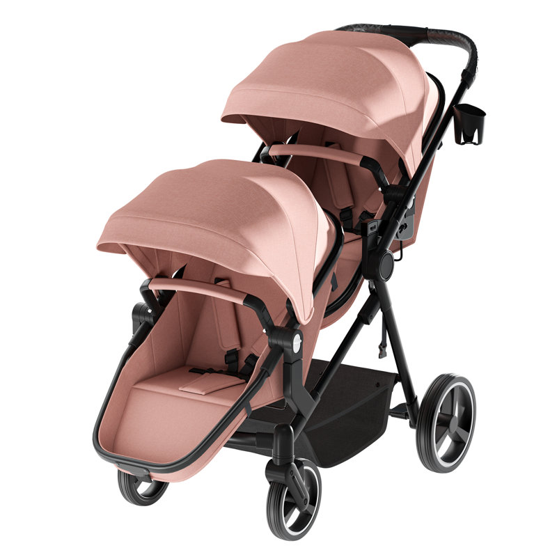 CITY DAY Foldable Twin Stroller With Adjustable Backrest | Wayfair